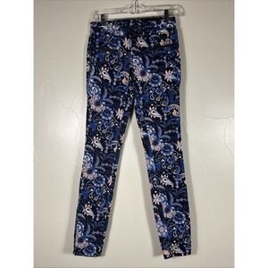 Club Monaco Pants Womens 00  Blue Floral Denim